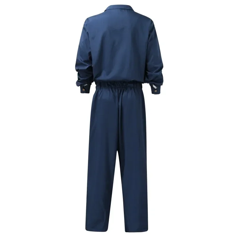 

2023 Men Solid Color Jumpsuit Playsuit Buttons Casual Cargo Clothes Overalls Turn Down Collar Long Sleeve Oversized Waist Pants