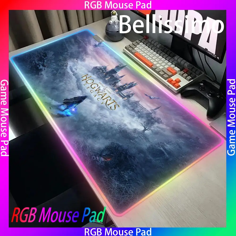 Gamers H-Hogwarts hot Legacys Mouse Pad anime character luminous mouse pad super large RGB office game competitive keyboar