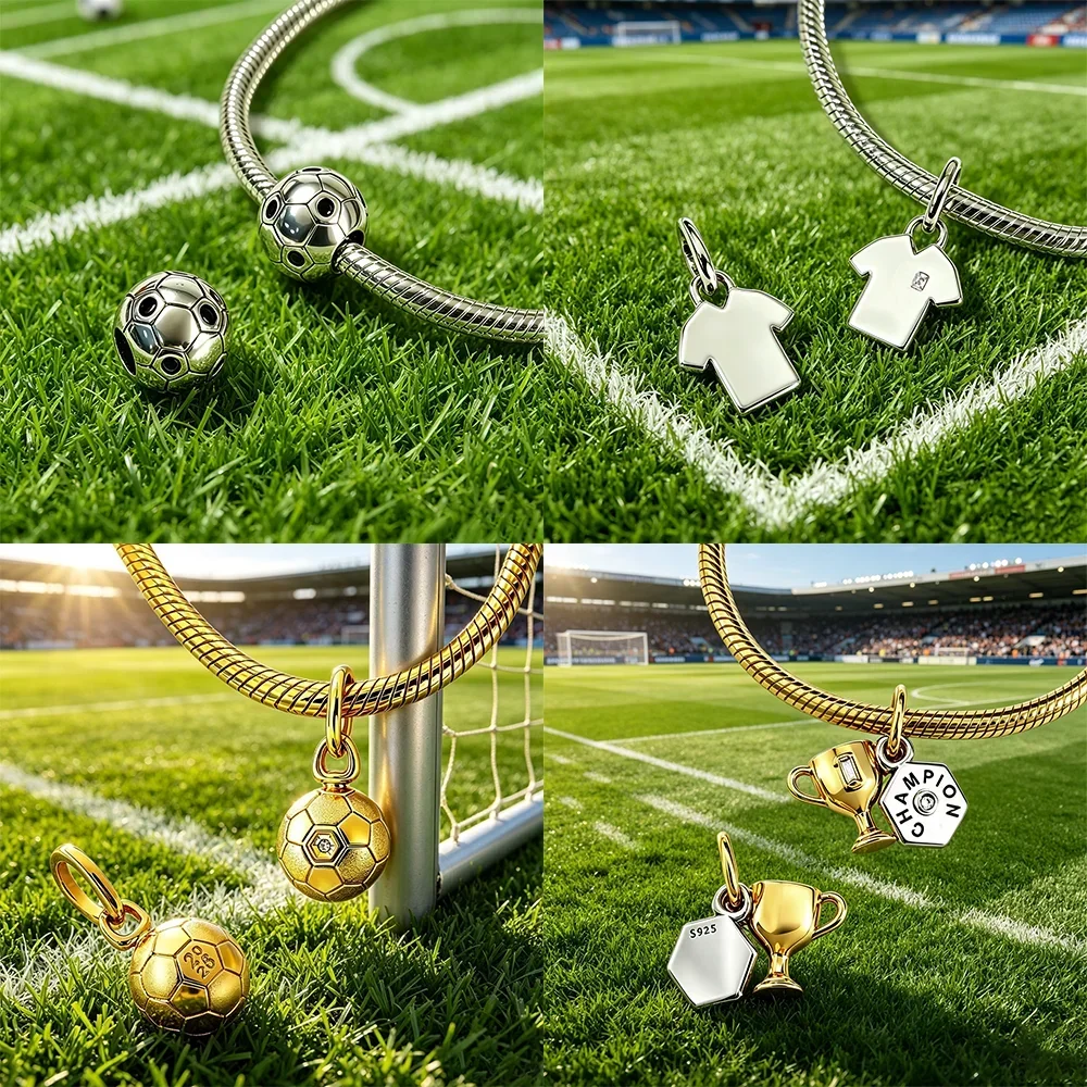 Soccer Jersey Shoe Hat Heart Original Charms Silver Plated Beads Fit Bracelets Bag Keychain Diy Women Gift Accessory