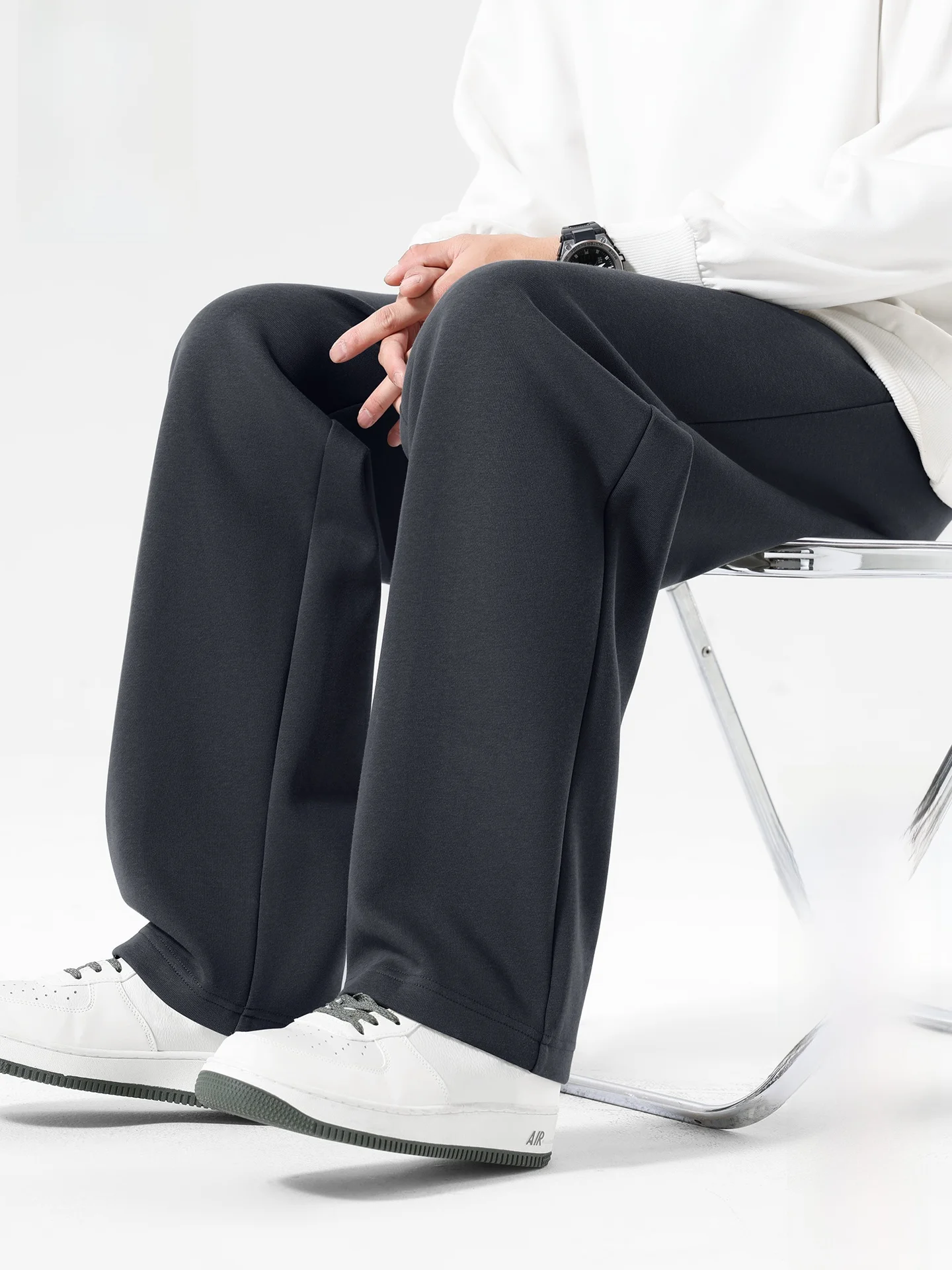 

American Sle Casual Pants Men's Spring New Wide Leg Straight Cut Leisure Trousers Trendy D Polyester Cotton Blend