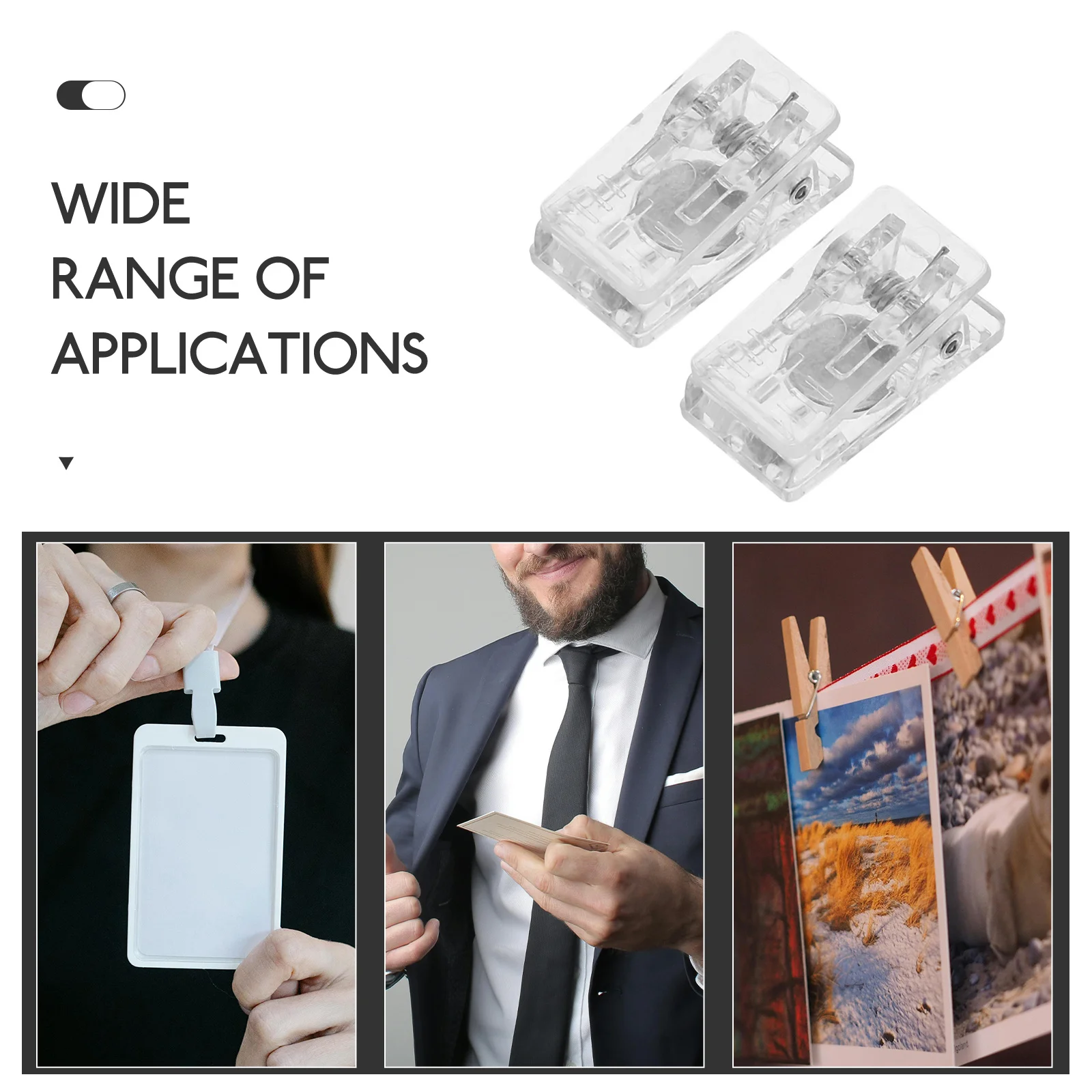 

10Pcs Badge Clips Magnetic Spring Clip Compact ABS Steel Work Name Tag Id Badge Clip Office Seminars Event Use