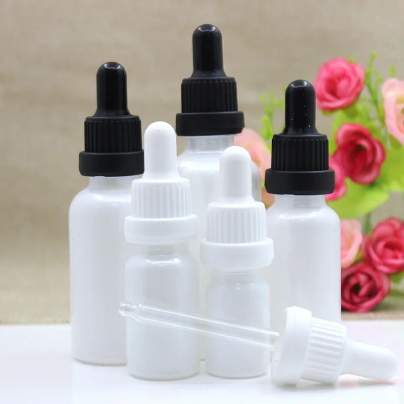 

5ml10ml15ml20ml30ml50ml100ml white glass bottle dropper lid essential oil sample toner moisture lotion emulsion cosmetic packing