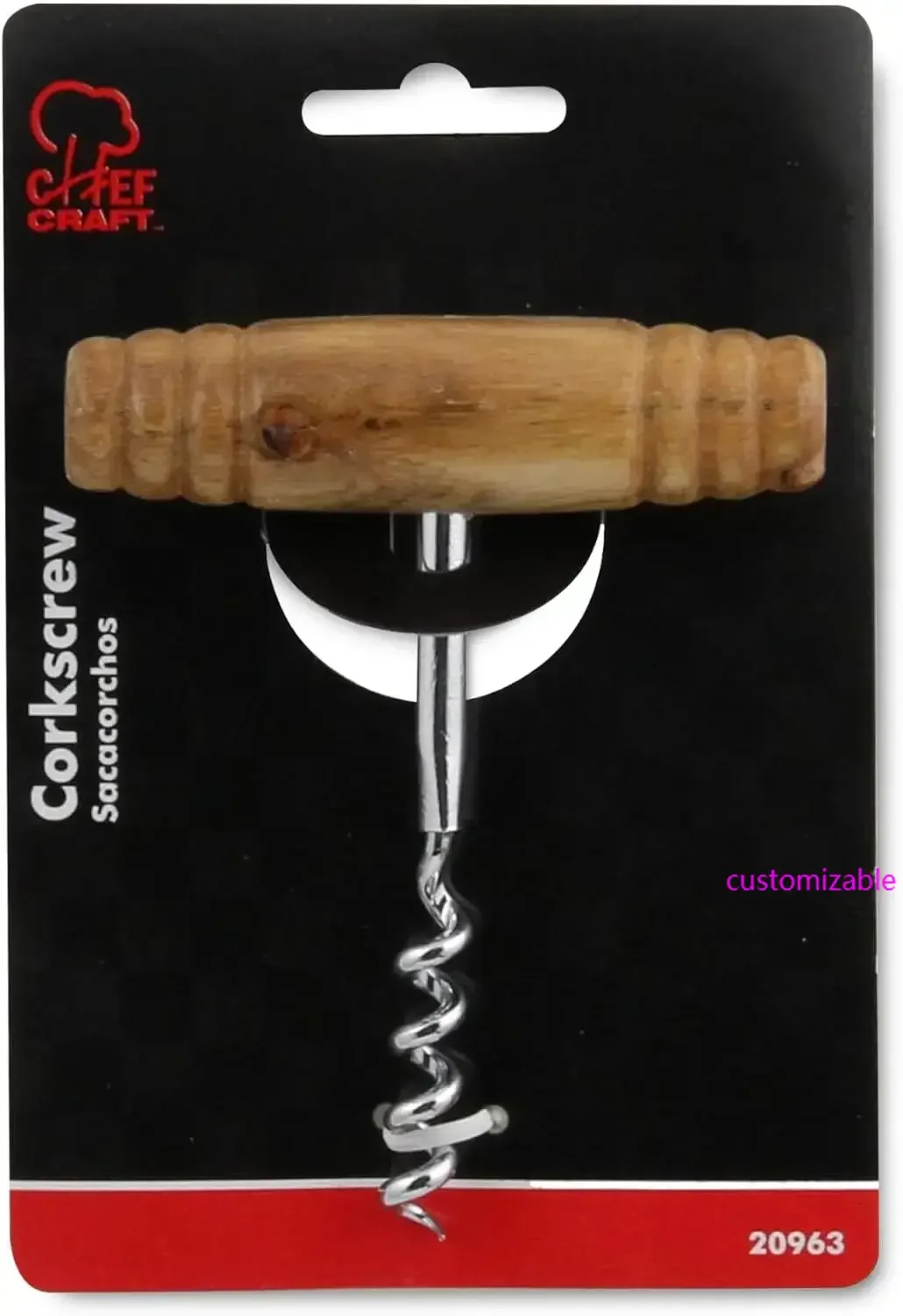 Select Corkscrew with Wooden Handle, 4 inch, Natural