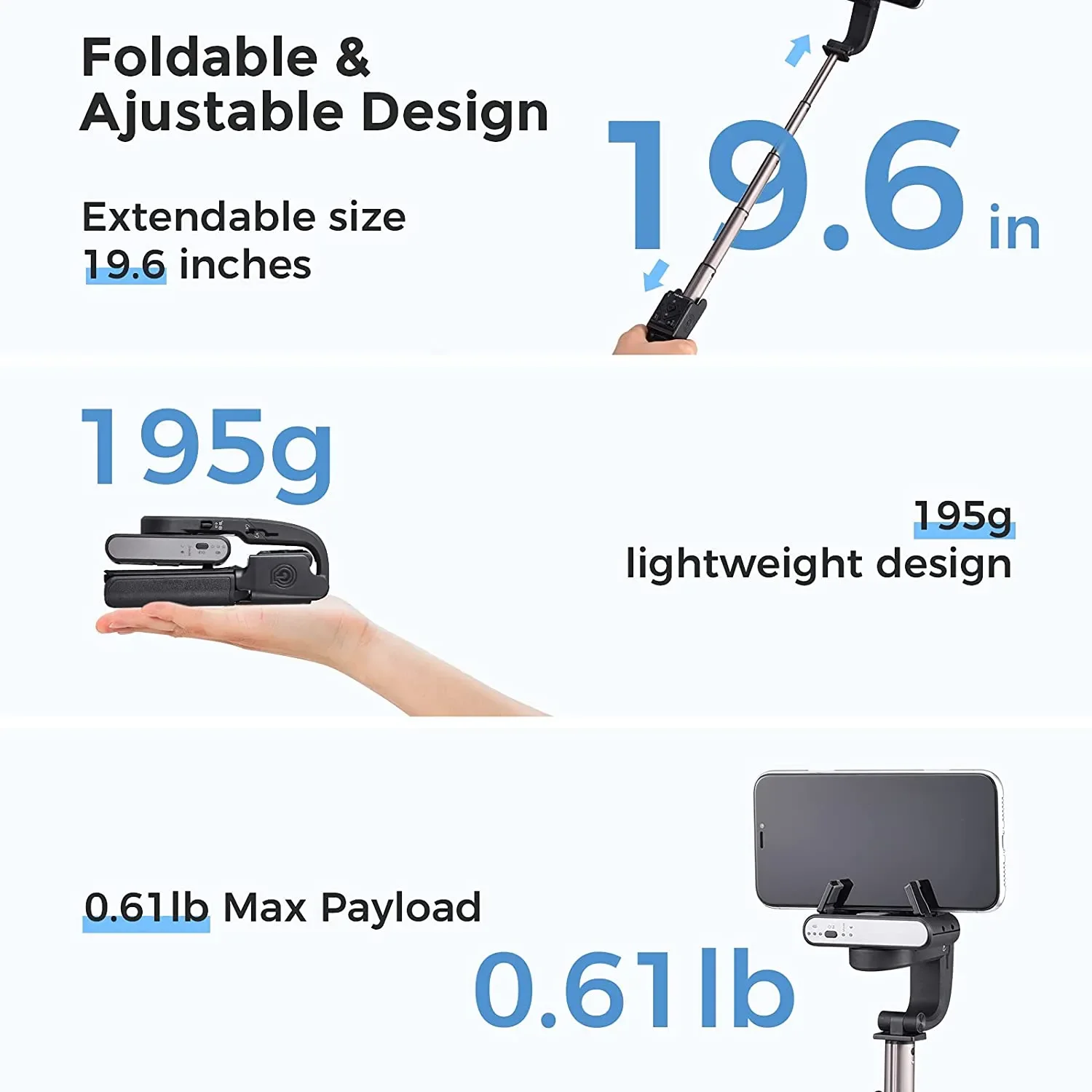 Imagem -04 - Hohem-isteady q Handheld Gimbal Estabilizador Telefone Selfie Vara Haste de Extensão Tripé Ajustável Controle Remoto para Smartphone