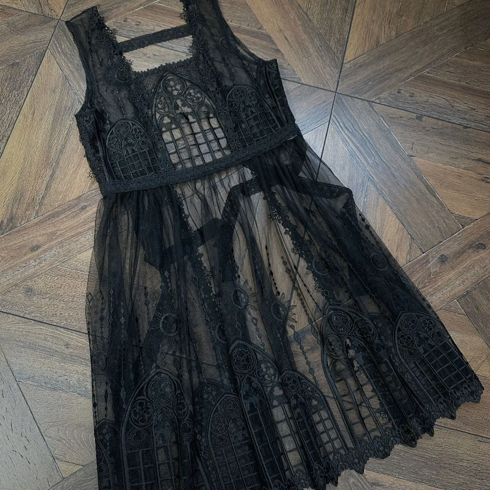 

Elegant Gothic Lolita Embroidered Apron Sweet Cover-up Dress ~ Night Traveler by SUSIN