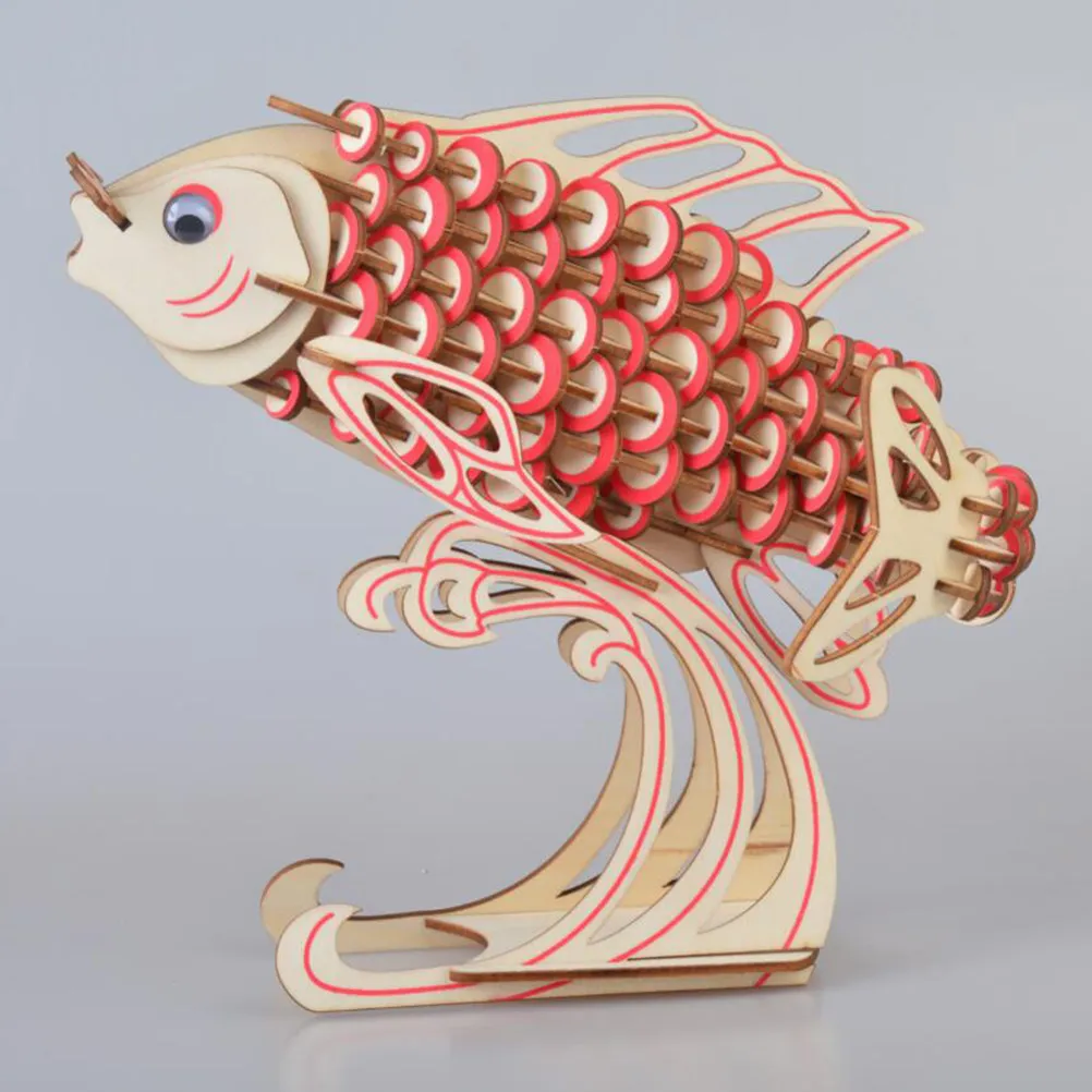 

Wooden 3D Carp Puzzle for Children Enhances Cognitive Skills Motor Skills Confidence DIY Family Bonding Birthday Christmas Gift