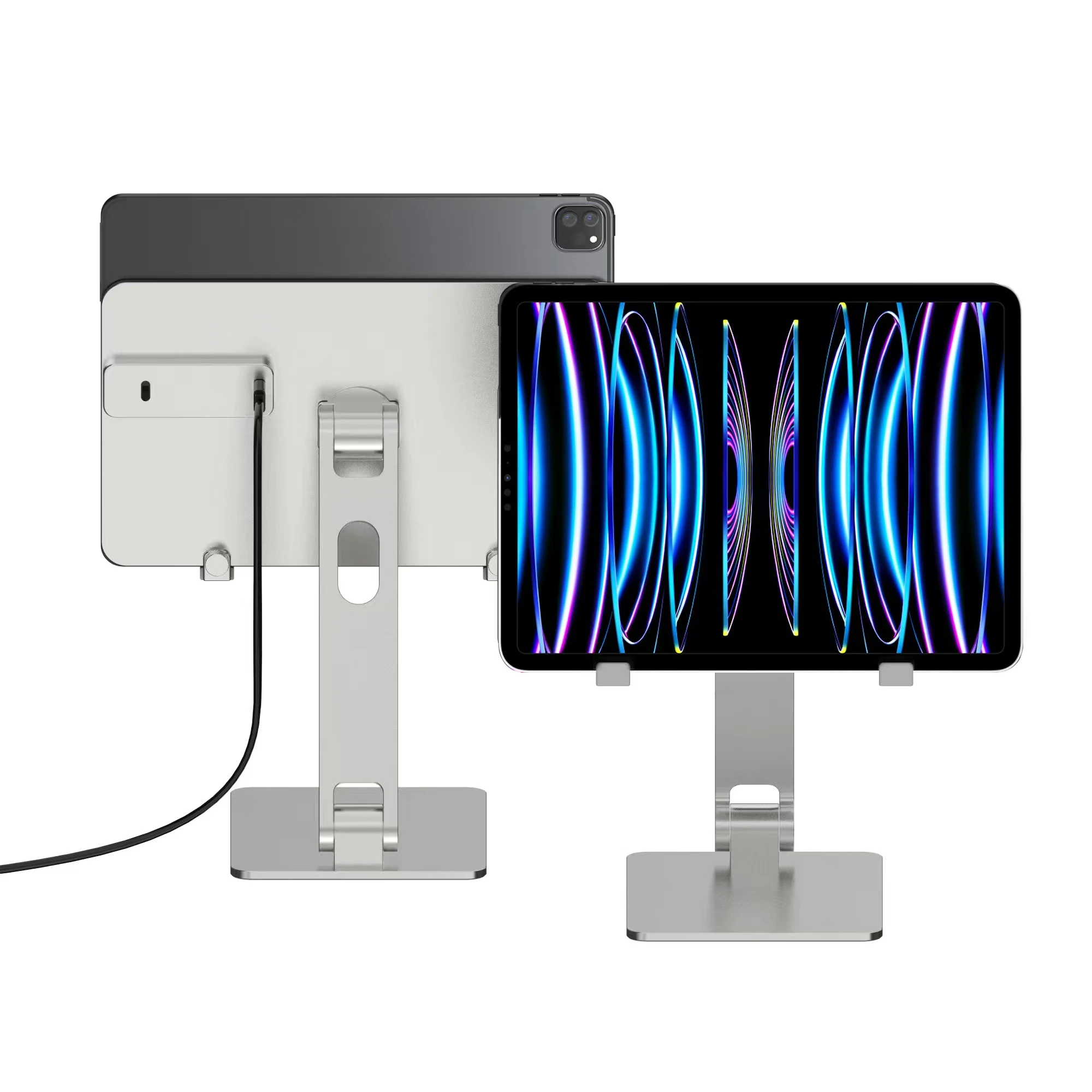 Factory Custom Logo Box Portable Folding Magnetic Aluminum iPad Charger Stand Tablet Charger Holder for iPad 11 13 Inch M4 2024