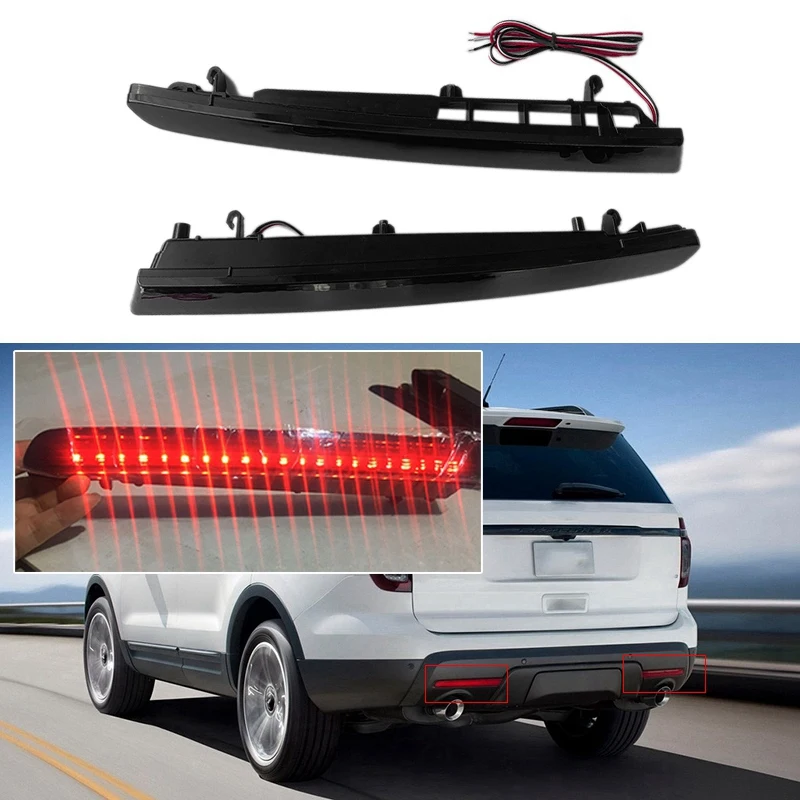 รถด้านหลังกันชน Reflector โคมไฟ LED ไฟเบรคด้านหลังหมอกไฟท้ายสําหรับ Ford Explorer 2011-2015