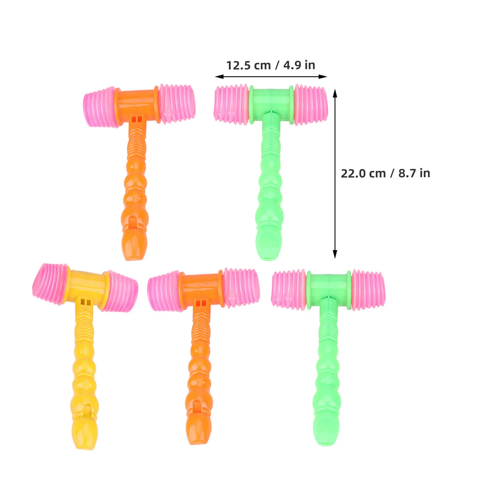 8Pcs Hammer Plaything Portable Plastic Squeaky Pounding Hitting Mini Interactive Kids Cheering Prop
