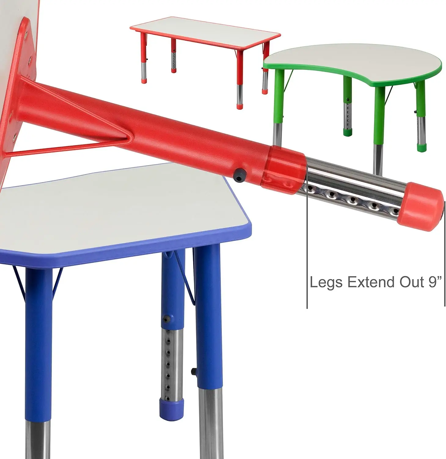 Tabela de atividades de plástico ajustável Wren com parte superior cinza, 23,625 ''W X 47,25' 'L, verde, altura plástica