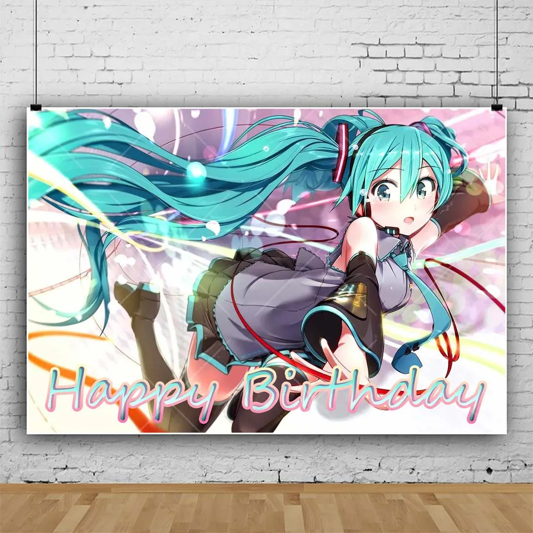 Hatsune Miku For Girl Kid Gift Birthday Party Backdrop Custom Cartoon Theme Child Room Photography Poster Photo Decor Background