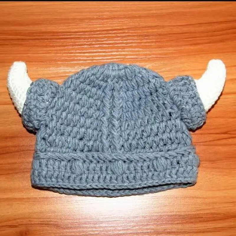 free shipping, crochet newborn hat, newborn beanies viking thor baby hat caps , 100% handmade newborn baby photography props image 5