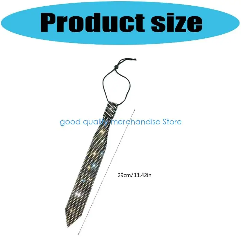 قلادة ربطة العنق Y5JD مع أحجار الراين الكاملة اللافتة للنظر لمهرجان الموسيقى في كرنفالات النادي تظهر ربطة عنق رائعة مربوطة