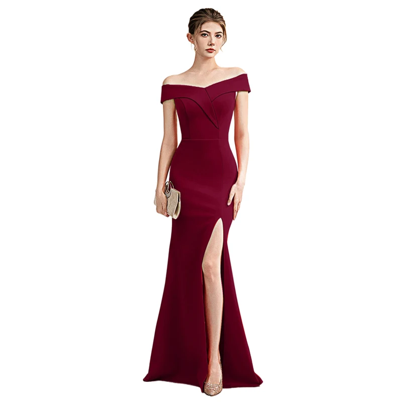 Damen Off-Shoulder Meerjungfrauen-Abendkleid Langes Kleid für Braut, Toast, Bankett, Party, Cocktail, Hochzeit, Formelle Elegante Dinner-Kleider 2026 – Detail 4