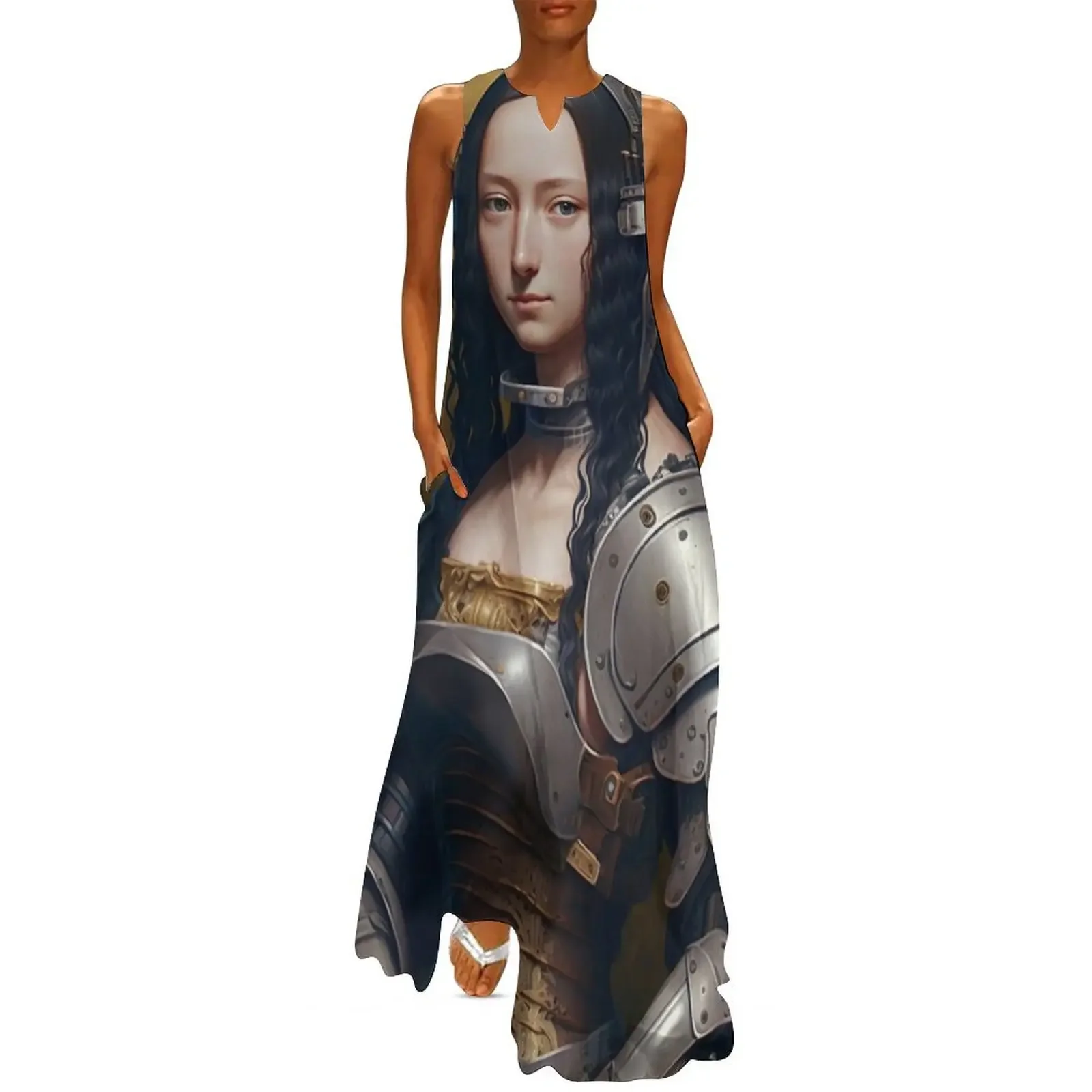 

Mona Lisa Anime Style Wearing Armor Long Dress summer clothes for women women dresses Summer skirt Dress