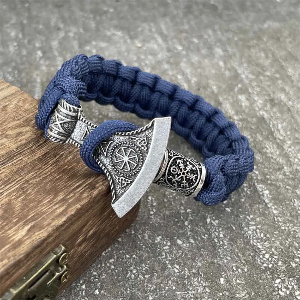 Nostalgia Slavic Kolovrat Symbol Perun Axe Charm akcesoria Viking męskie damskie runy Paracord bransoletka z koralików bransoletka biżuteria