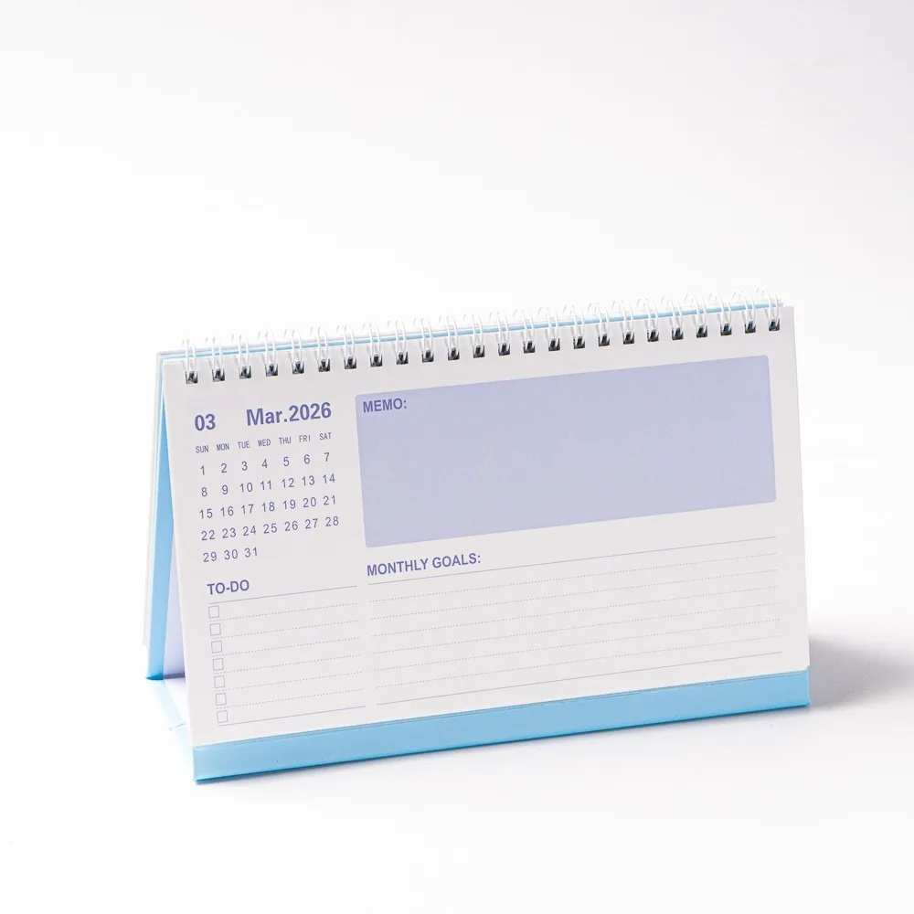 

Portable 2026 Desk Calendar Coil Check-in Plan Style Mini Calendar Waterproof Desktop Ornament Office School Supplies