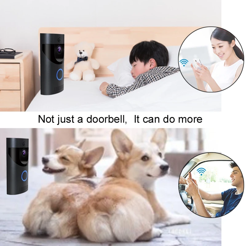 WiFi Outdoor Waterproof Door bell  Video Doorbell Wireless Door Bell Battery or Power SD Card Storage 720P Monitor Camera