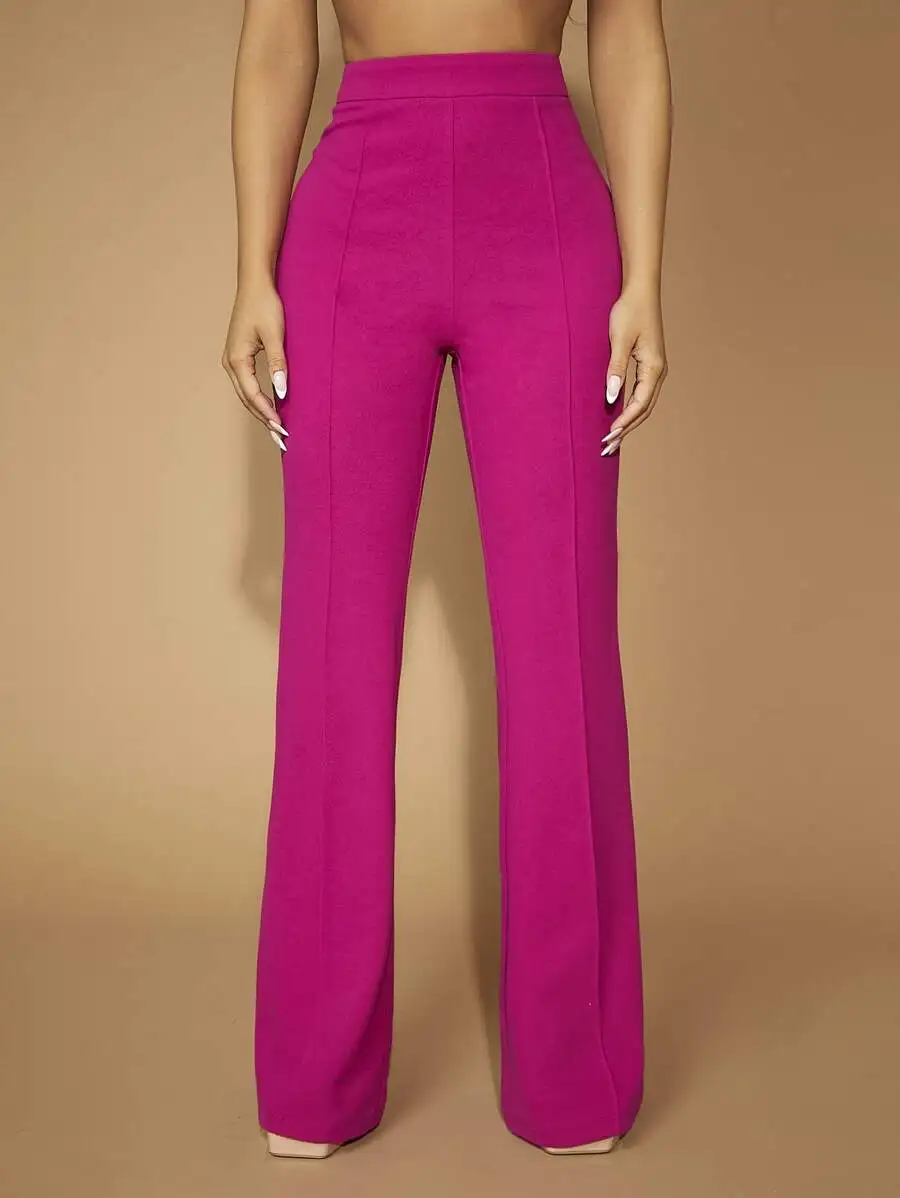 

Брюки-клеш с высокой талией и декоративными швами спереди для вечерних выходов и летнего гардероба