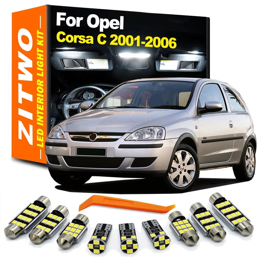 ZITWO 8Pcs LED Interior Dome Map Reading Light Kit For Opel Vauxhall Corsa C 2001 2002 2003 2004 2005 2006 Boot Glove box Lamp