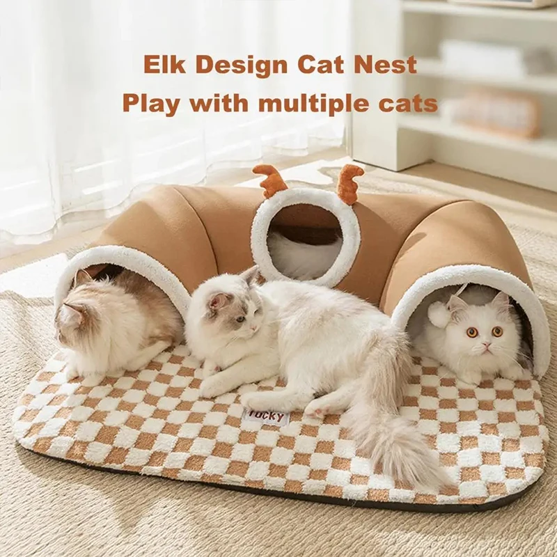 

Cats Bed Warm All Christmas Dog for Winter House Houses Accessories Things Mat Basket Cushions Pet Products Kitten Habitats Beds