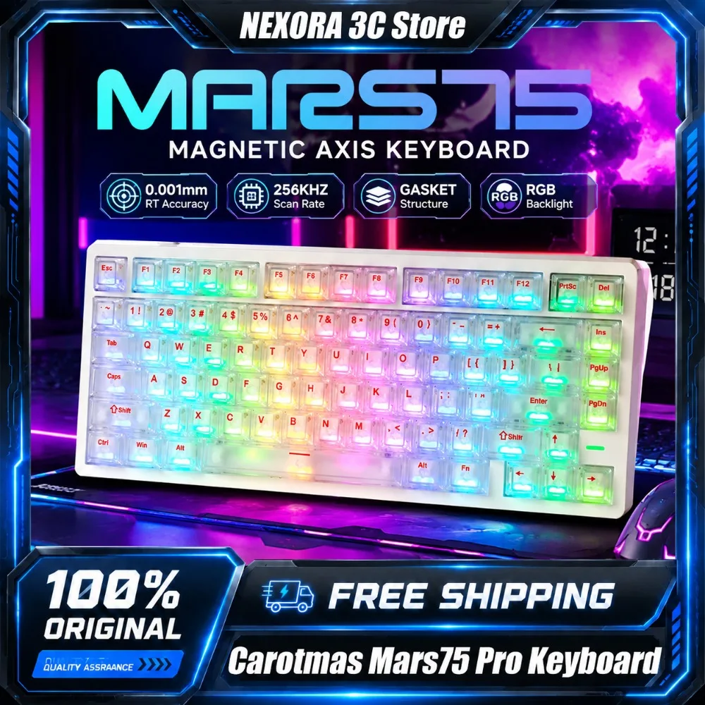 Carotmas Mars75 Pro Wireless Magnetic Switch Mechanical Keyboard 75 Percent Layout Rapid Trigger Hall Effect Keyboards