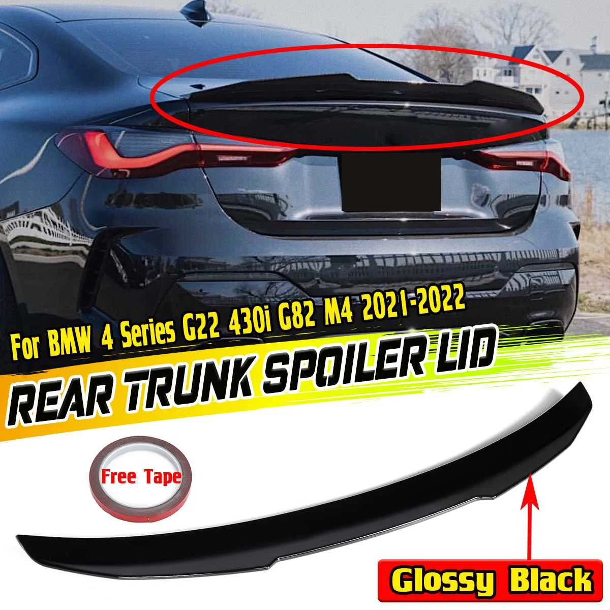 

G22 PSM Style Car Rear Trunk Spoiler Lip Boot Wing Lip For BMW 4 Series G22 430i G82 M4 2021-2022 Rear Trunk Spoiler Boot Wing