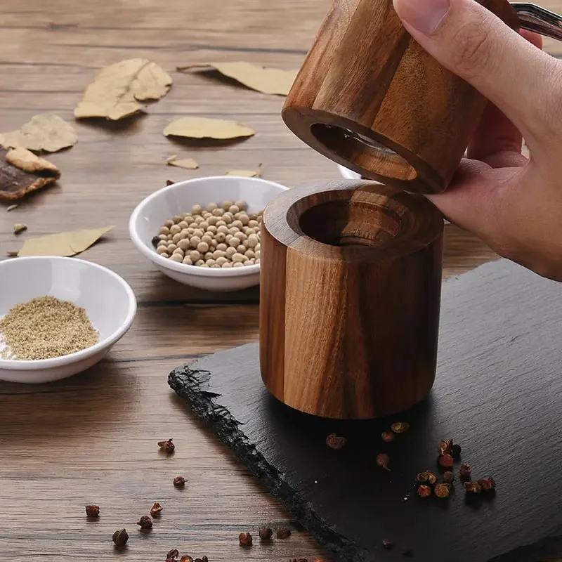 Wood Hand Pepper Grinder Salt and Pepper Grinder Adjustable Mills Gourmet Precision Mechanisms and Premium Sea Salt Peppercorns