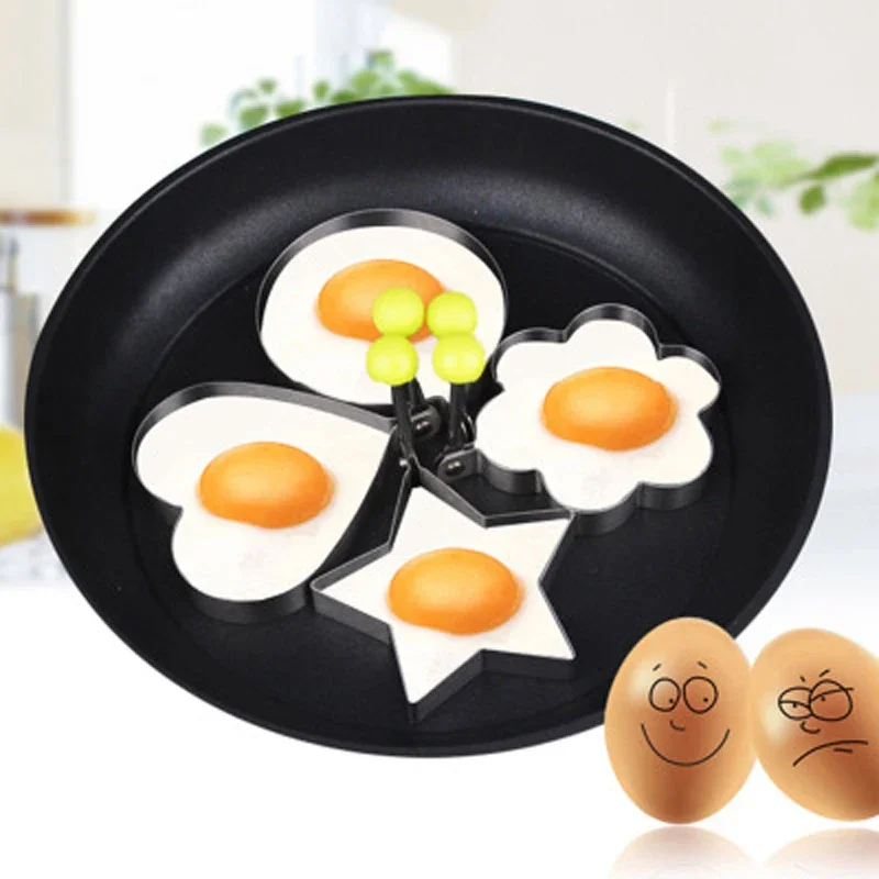 

5-Piece Set Fried Egg Pancake Shaper Stainless Steel Shaper Mould Mold Kitchen Rings Heart Kitchen Tool