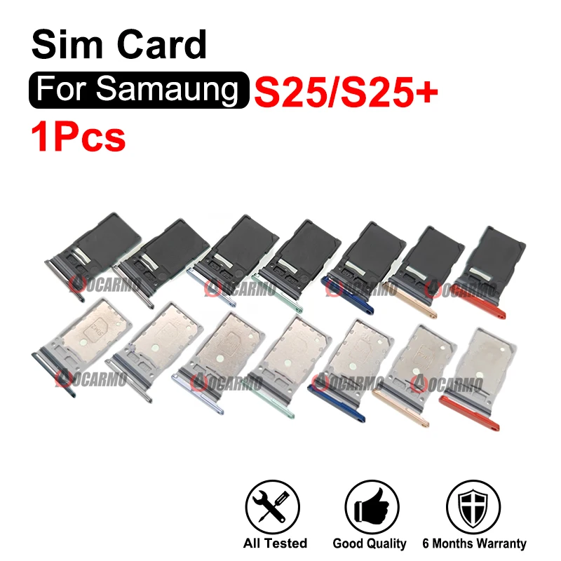 For Samsung Galaxy S25 Plus S25+ Single Sim Tray Black Silver Green Black Red Gold Dual Sim Card Holder Slot Replacement Parts