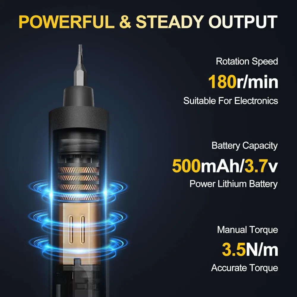 Juego de mini destornilladores eléctricos 76 en 1 con pantalla LED, 5 configuraciones de torsión, almacenamiento magnético para reparación de electrónica