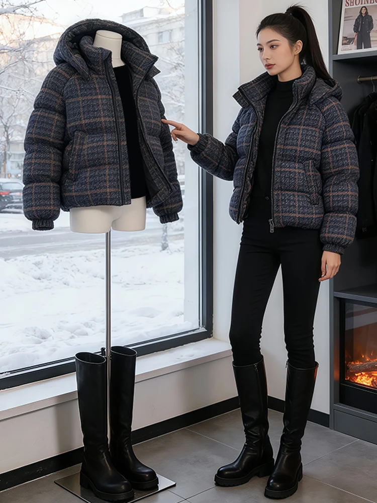 

Модный пуховик с капюшоном, женское пальто из хлопка и полиэстера, корейский дизайн, зимняя верхняя одежда