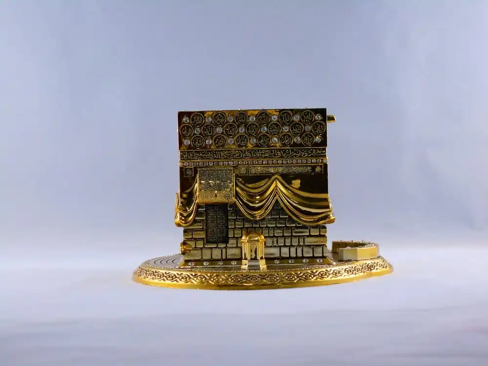 LaModaHome Medium Size 3D Kaaba Design Islamic Gift In Gold Color for Home