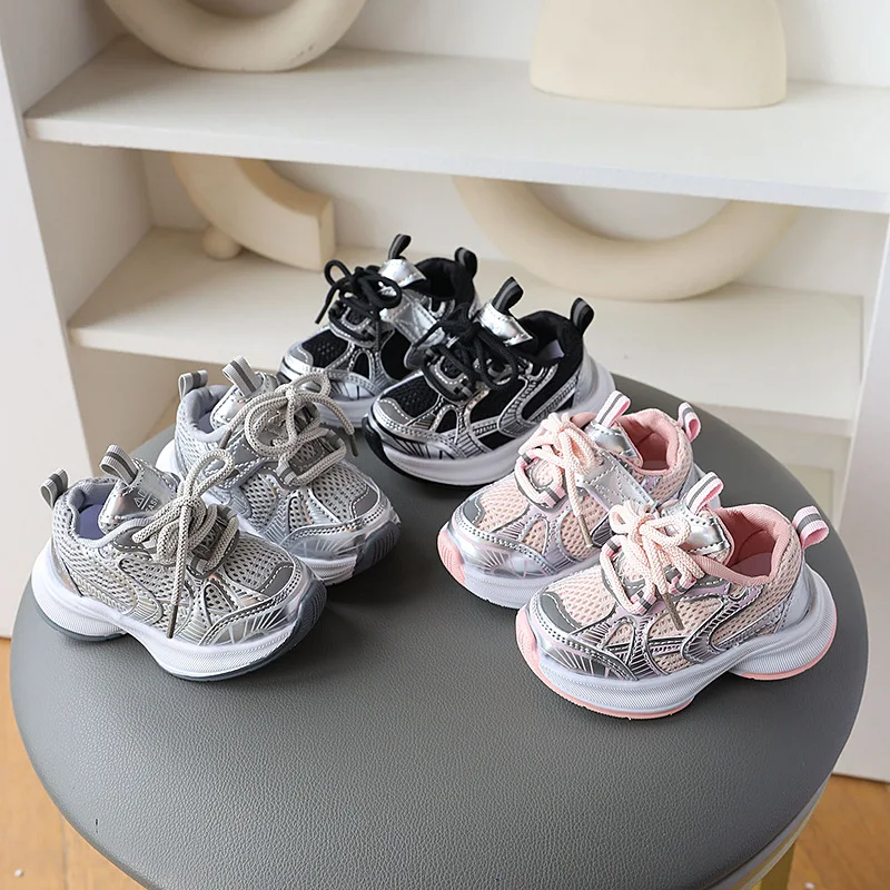 

New Four Seasons Children Dad Shoes Kids Thick-Soled Mesh Running Shoes Platform Sneakers INS Style Boy Girl Casual Sports Shoes