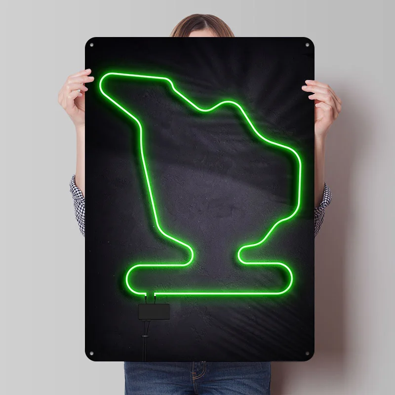 Race Track Hungarian Neon Printing Poster Customized Retro Wall Art Vintage Metal Signs for Room Home Decorations Bathroom Decor