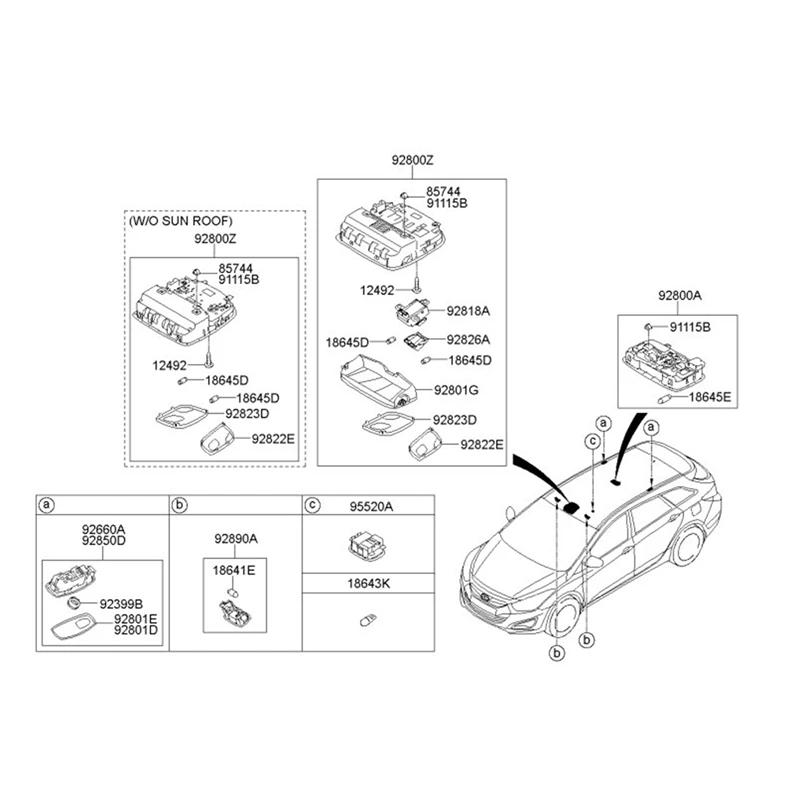 928503S000 Car Interior Doom Map Light Lamp For Hyundai Sonata YF 2010-2013 92850-3S000 Grey Parts