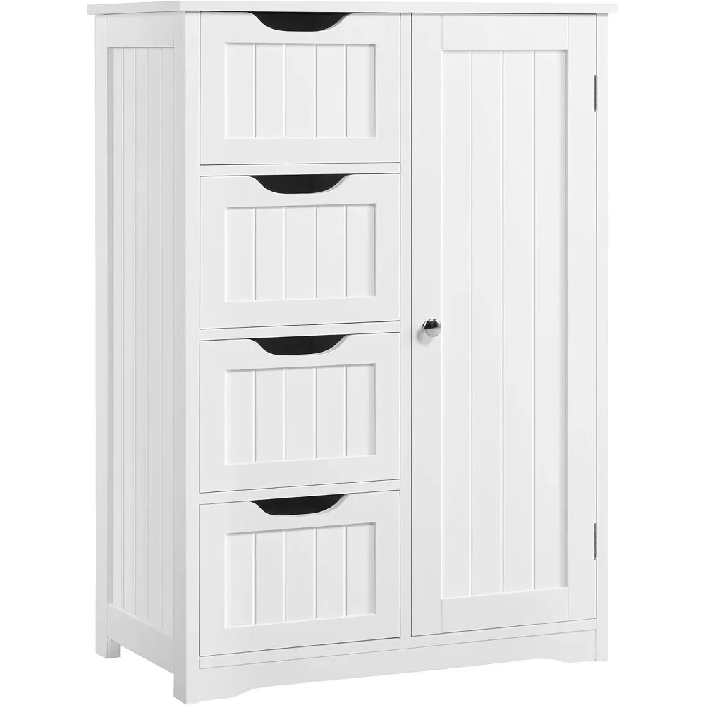 

Large Floor Cabinet with 4 Dawers and Single Door Cabinet, Freestanding Storage Cabinet for Living Room Kitchen Hallway