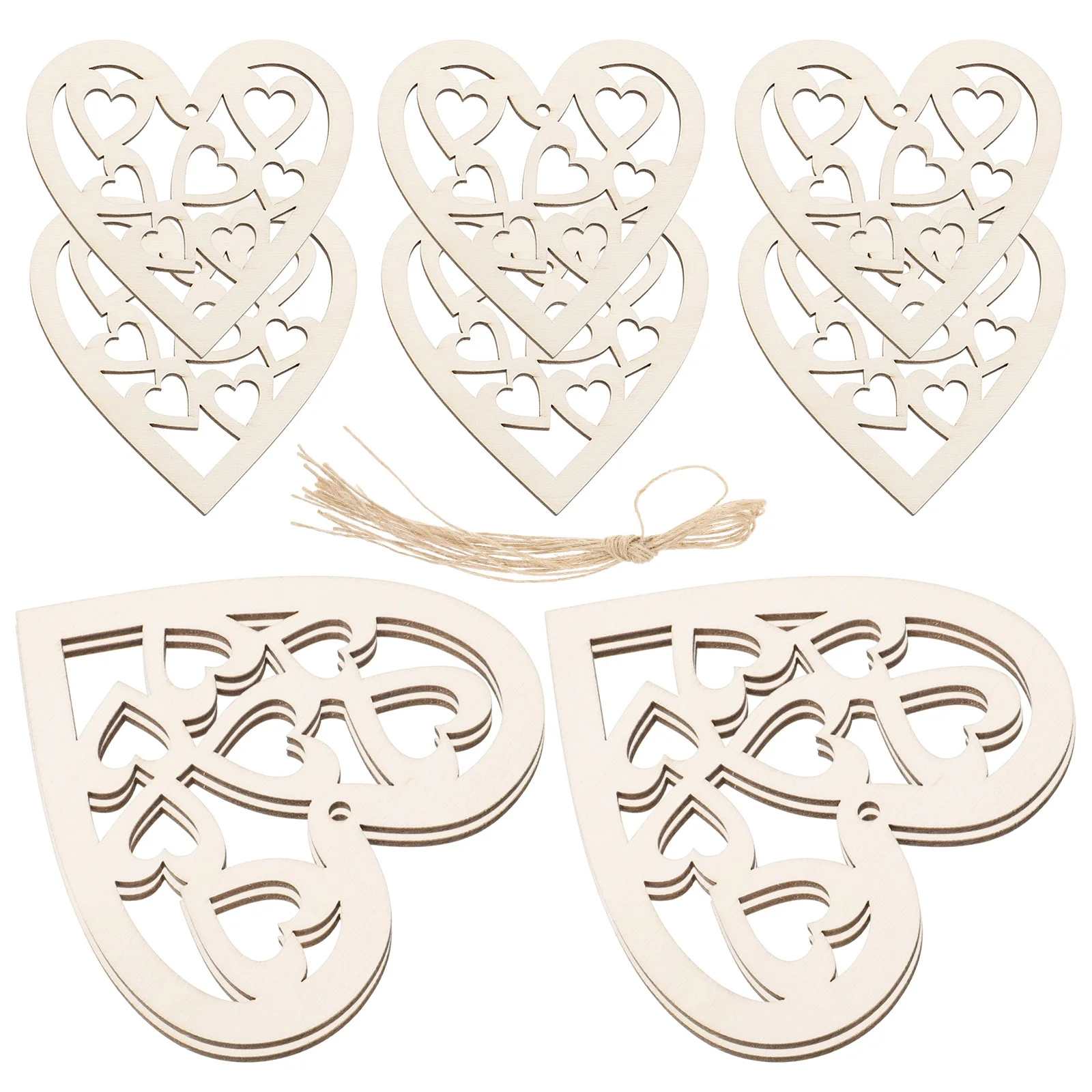 

1 set Heart Shaped Wooden Slices Smooth DIY Crafts Unfinished Wood Valentine Decor Living Room Bedroom Office nament