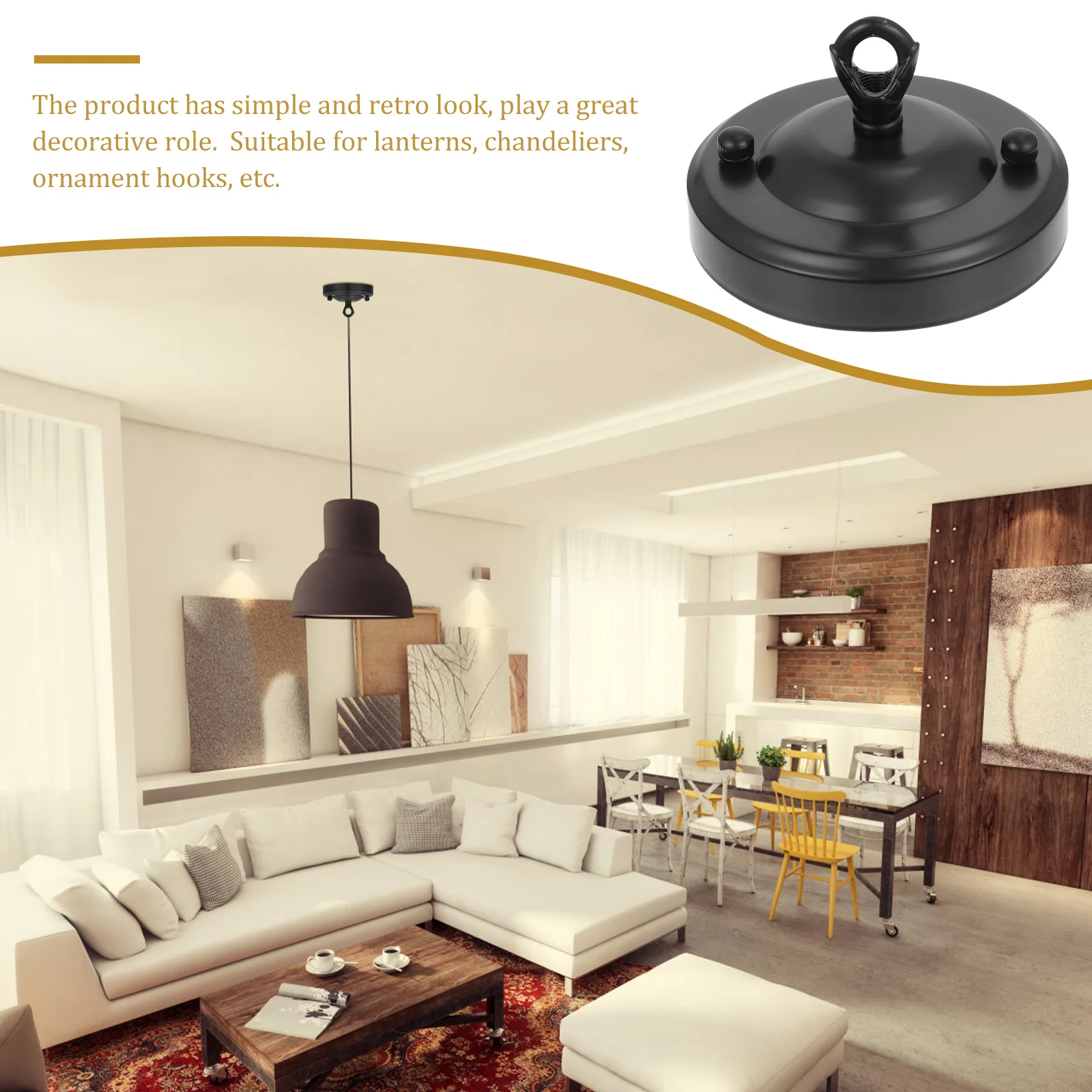 

Ceiling Lamp Base Sturdy Iron Retro Style Decorative Hook Chandelier Canopy Ceiling Cover Plate for Indoor Lights
