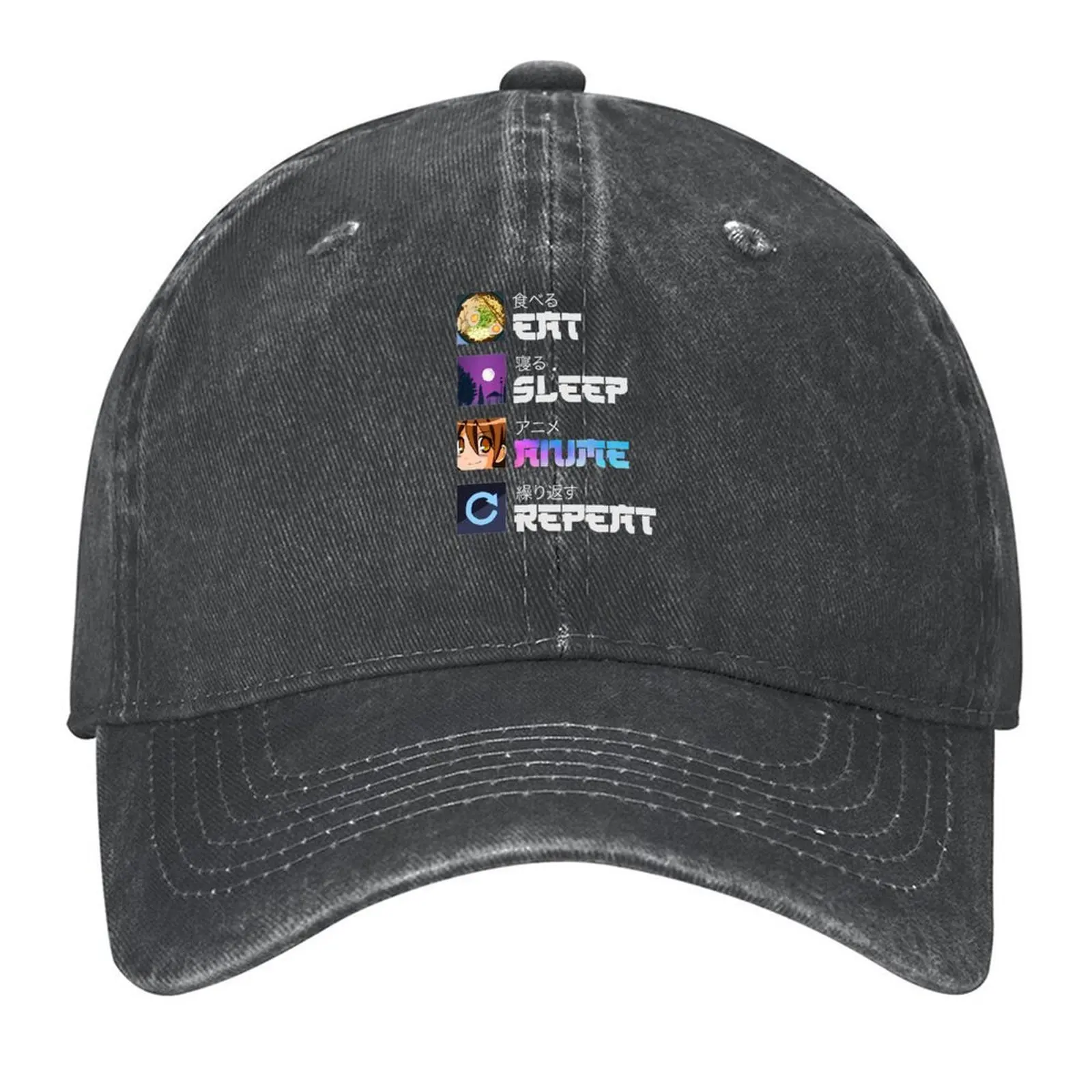 

Eat. Sleep. Anime. Repeat. Baseball Cap Hat Luxury Brand luxury caps Male hat Rave Men Caps Women's