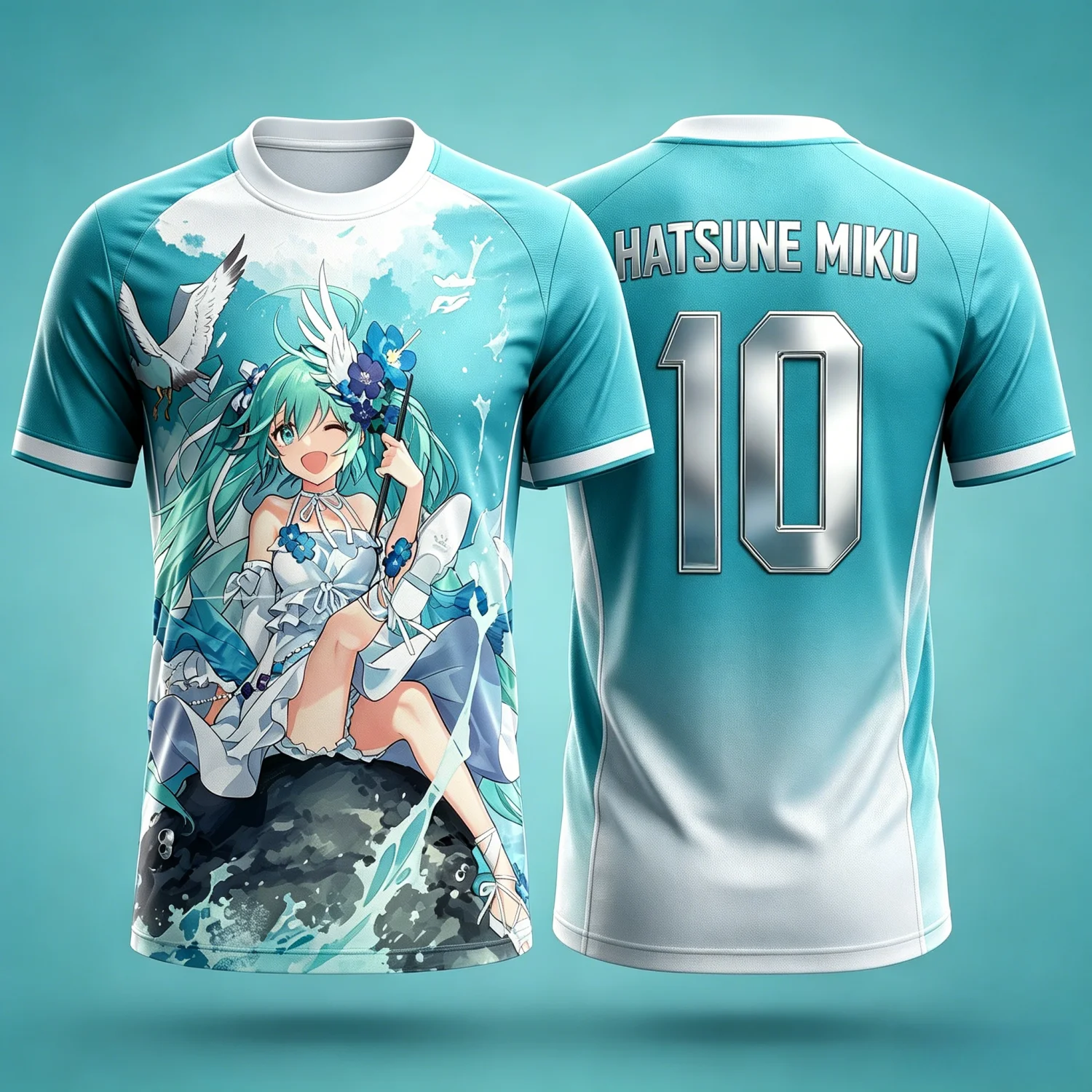 2026 Summer Hatsune Miku Retro Cosplay T-shirt Men's Oversized 3D Printed Short-sleeved Family Unisex Children's Sports Shirt