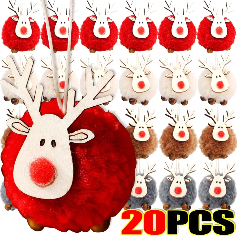 Wool Felt Deer Christmas Tree Hanging Ornaments Festive Holiday Decorations Deer Ball Pendant Craft Xmas Tree Accessory Gift Set