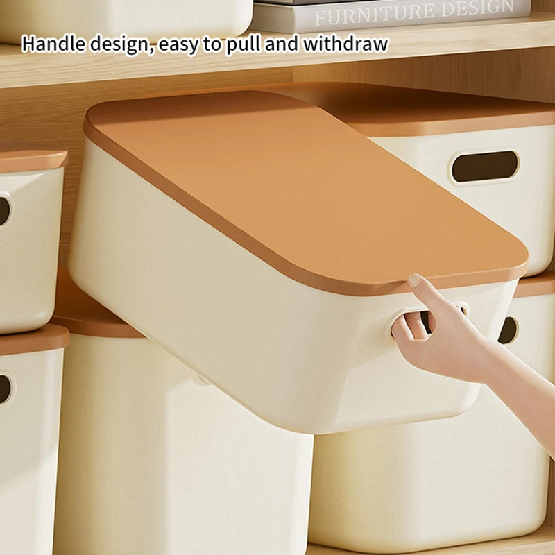 New Desk Sundries Storage Box With Lid Wardrobe Clothes Drawer Plastic Basket Container Organizer For Cosmetics Small Things