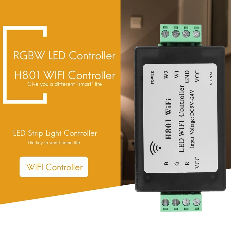 H801 RGBW LED WIFI Controller LED RGB Controller DC5-24V Input For 5050 2835 3528 SMD LED Strip Light Tape Ribbon