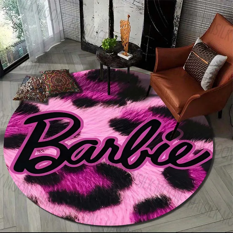 

American Style Barbie Round pink fashion Carpet for Living Room Rugs Camping Picnic Mats Flannel Anti-Slip Rug Yoga Mat Gifts