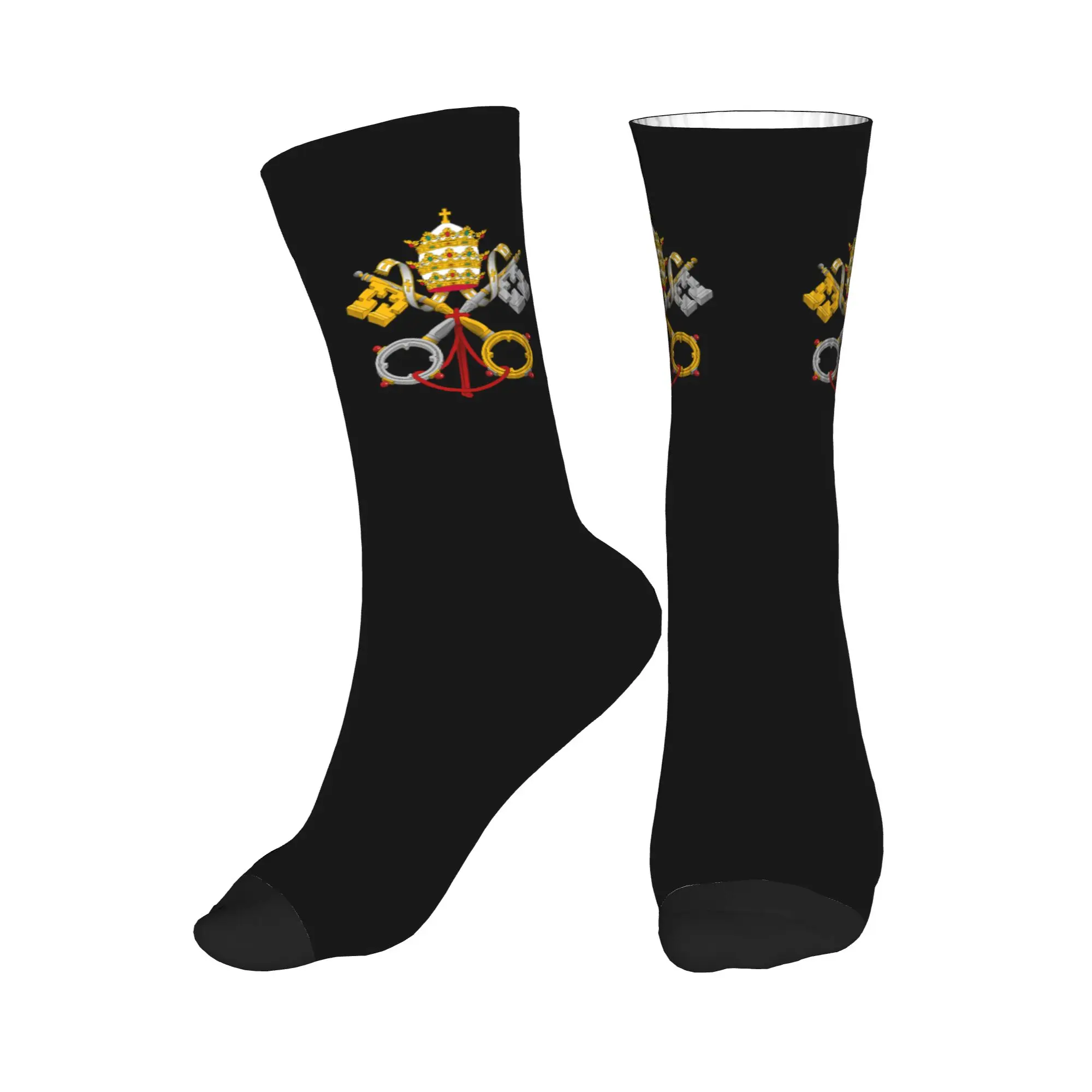 Calcetines Kawaii St. Andrews con cruz de la bandera del Vaticano, calcetines deportivos para hombre y mujer con estampado 3D de las llaves cruzadas, calcetines deportivos de baloncesto