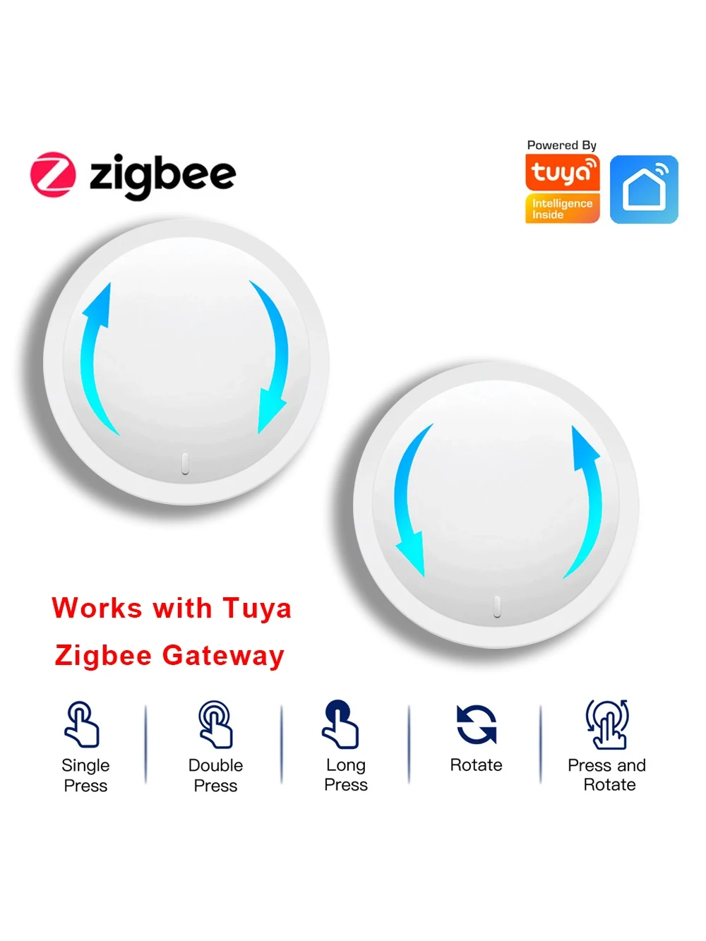 

Tuya ZigBee Smart Knob Switch DIY Wireless Scene Button Rotatable Dimmer Switch Home Appliances Automation Linkage Remoter