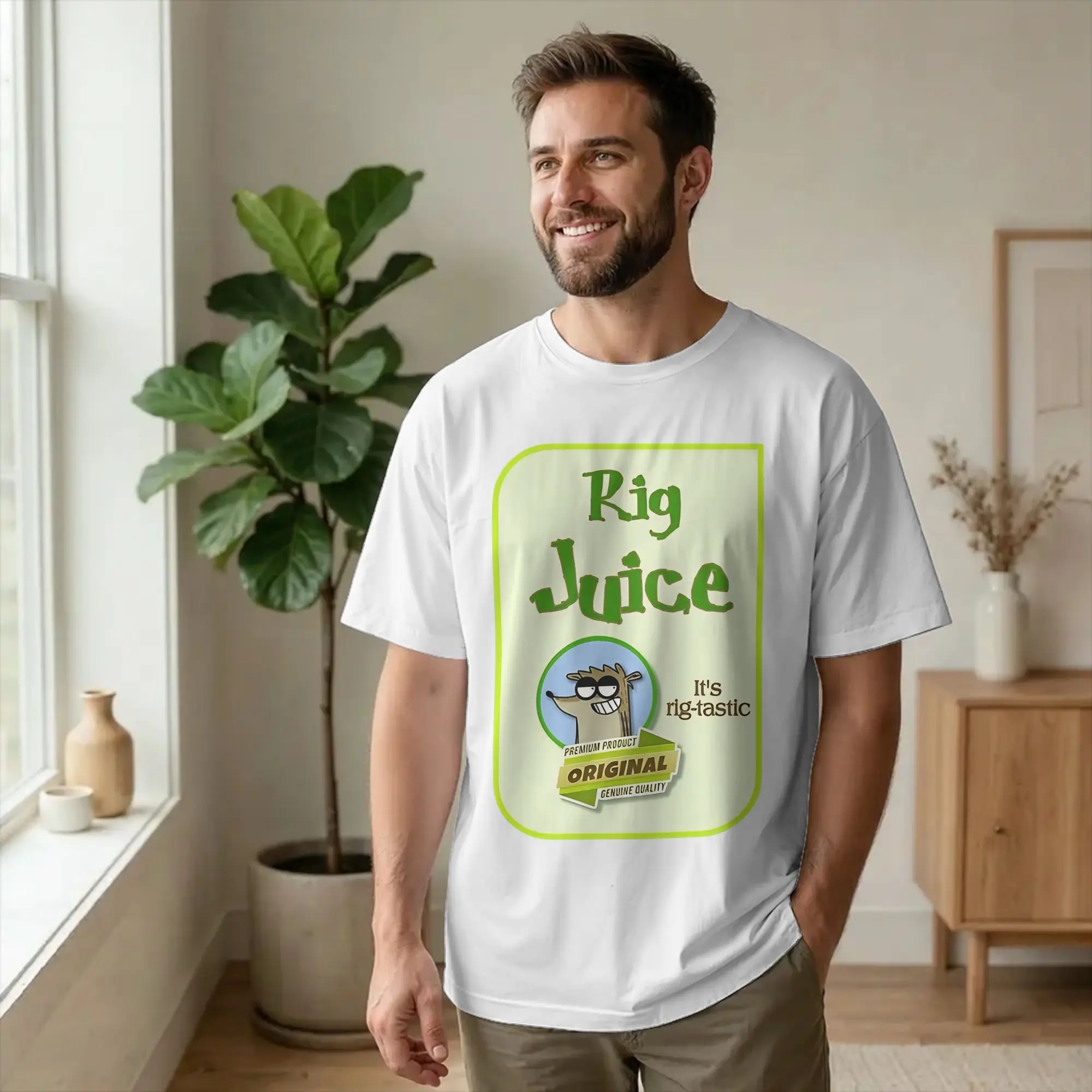 Rig Juice Brand Label Rigby Creation T Shirt 100% Cotton Funny T-Shirts Round Collar Regulars Show Tees Short Sleeve Clothing