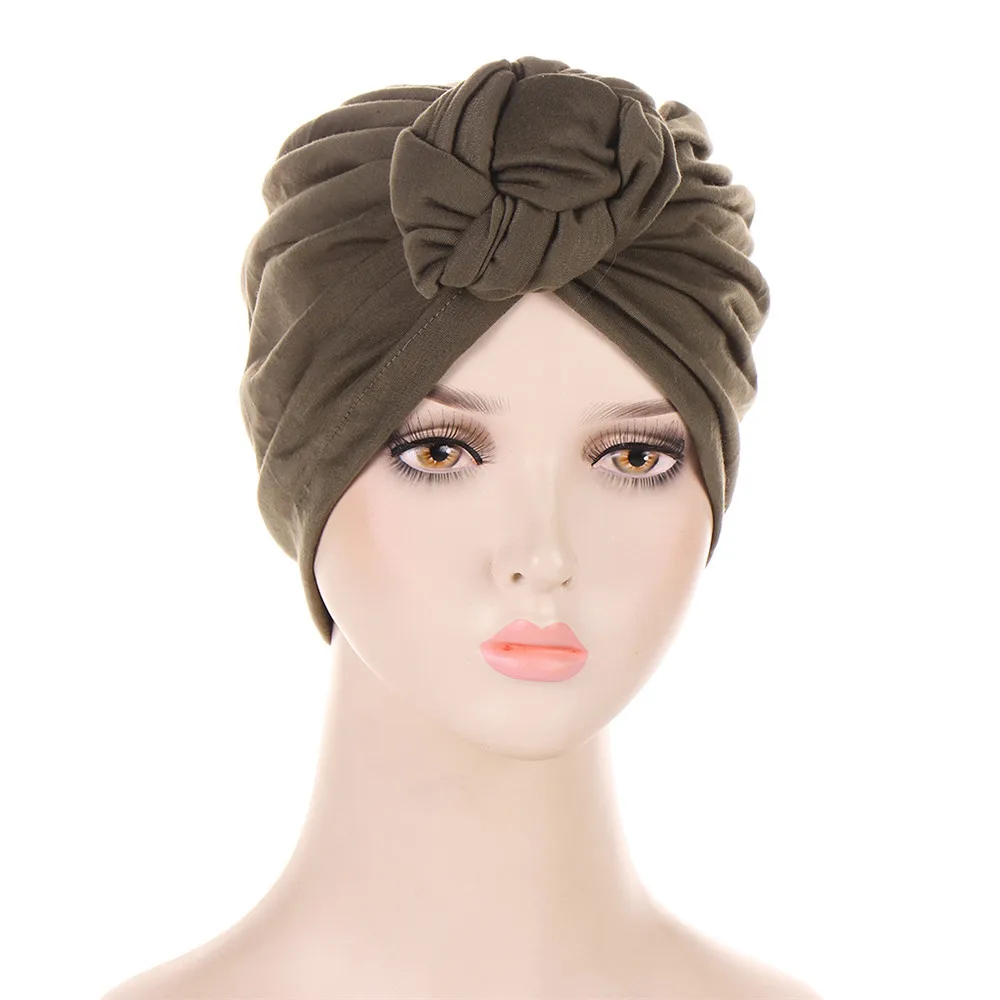 

Solid Color Tops Knot Turban Caps For Women Stretch Hijab Cap Muslim Soft Headscarf Bonnet Hat Ladies Headband Turbans Headwrap