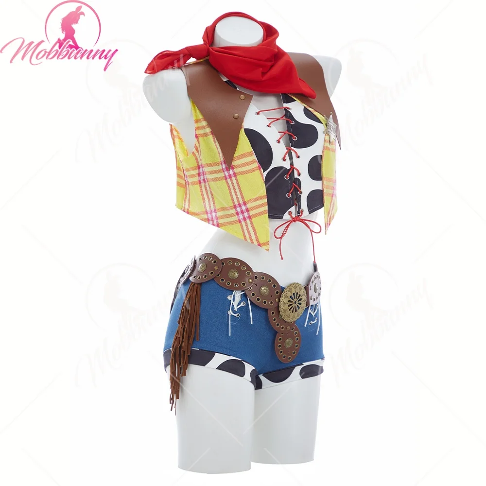 Mobbunny Women Sexy Cowgirl Cosplay Costume Movie Derivative Anime Cowboy Cosplay Vest Top Pants with Bandana and Hat